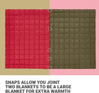 KingCamp Ultralight Camping Blanket, Packable Down Alternative Puffy Wearable Blankets Weatherproof Warm Package Quilt with Snap Buttons for Outdoor Hiking Travel Picnic Stadium (79" x 53", WINE)