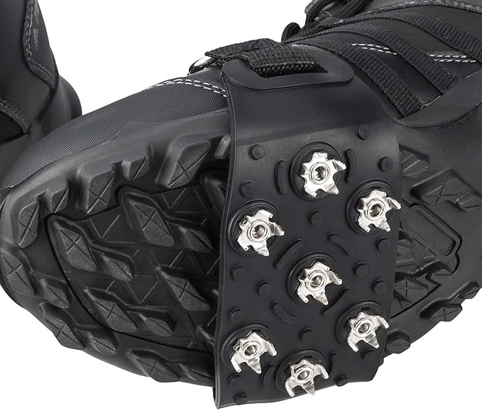 Crampon Traction Cleats Anti-Skid Traction Grips Crampons Spikes 7 Point Cleats for Footwear for Walking, Jogging, Hiking, Mountaineering Ice Snow Grips