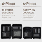 EPICKA TripCozy Compression Packing Cubes - 4 Set Durable Travel Organizer Bags with Mesh Top, Expandable Travel Accessories for Carry on, Luggage, Suitcase, Backpack (Dark Grey)