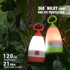 Kids Camping Lantern & Night Light Battery Powered, 360° Eye-Safe Light (AAA Included), IPX4 with RGB Modes Portable for Outdoor, Emergency , Gift for Children (Green+Red 2 Pack)