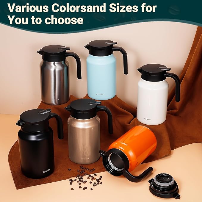 51Oz Thermal Coffee Carafes For Keeping Hot/Cold, Stainless Steel Coffee Carafe, Dustproof Insulated Water Carafe for Party/Home,Blue