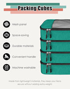 WTREE 4-Piece Packing Cubes Travel Accessories Set for Suitcases - Luggage Organizer Bags with Double Zipper - Mesh Top - Medium - Green