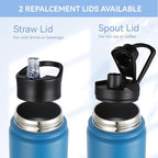 HASLE OUTFITTERS Insulated Water Bottle 22 oz Double Wall Stainless Steel Water Bottle Wide Mouth with Straw Lid & Spout Lid Keeps Cold or Hot(Blue Black Gradient,1)