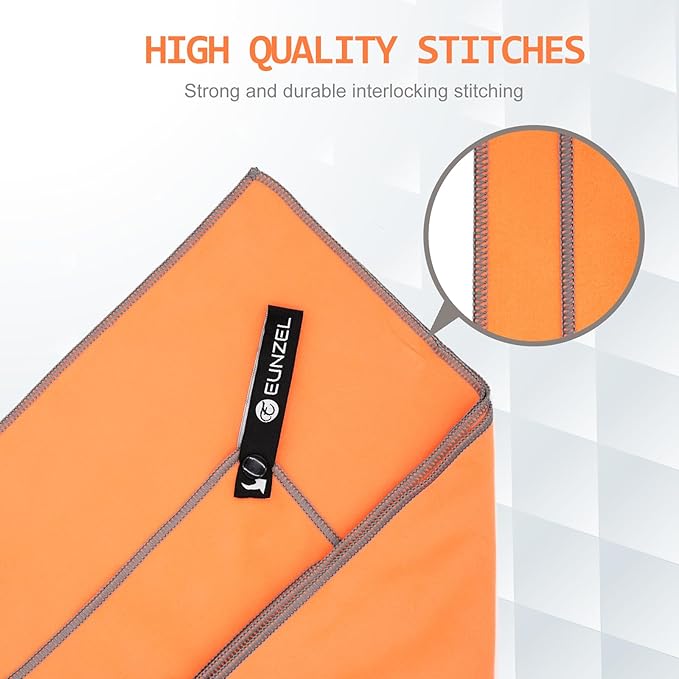 Eunzel Quick Dry Camping Towel, Microfiber Travel Towel 3 Size at 1 Pack,Fast Drying Towel Set for Camping, Beach, Gym, Sports, Yoga & Swimming Pool, Orange