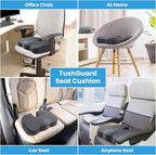 TushGuard Seat Cushion, Office Chair Cushions, Car Seat Cushion, Non-Slip Sciatica & Back Coccyx Tailbone Pain Relief Chair Pad, Memory Foam Butt Pillow for Computer Desk, Office(Gray, XXL)