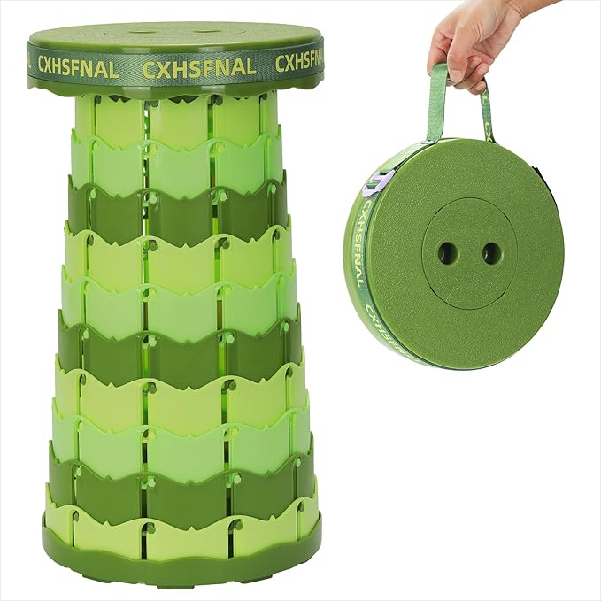 Upgraded Portable Foldable Stool,Folding Camp Stool,Lightweight Sturdy 400lbs Load Capacity Collapsible seat Height Adjustable for Fishing Hiking Picnic Hunting Party BBQ Indoor (Gradient Green)