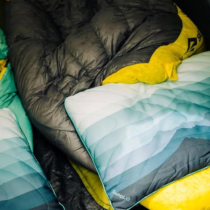 Rumpl The Adjustable Camp Pillow - Full Size Packable Outdoor and Travel Pillow, Two-Sided Temperature Control, 22" x 15", Baja Fade