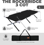 Tough Outdoors Camping Cot for Adults - Oversized Camping Cot - Durable Heavy Duty Military Bed - Elevated Foldable Cot & Camp Cots for Adults - XL Cot up to 300 lbs - w/Organizer & Storage Bag
