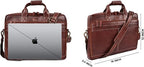 LEATHER VILLAGE 16" Leather Laptop Messenger Briefcase Bag for Men-Leather Satchel for Travel and Office Shoulder Bag-Red Brown