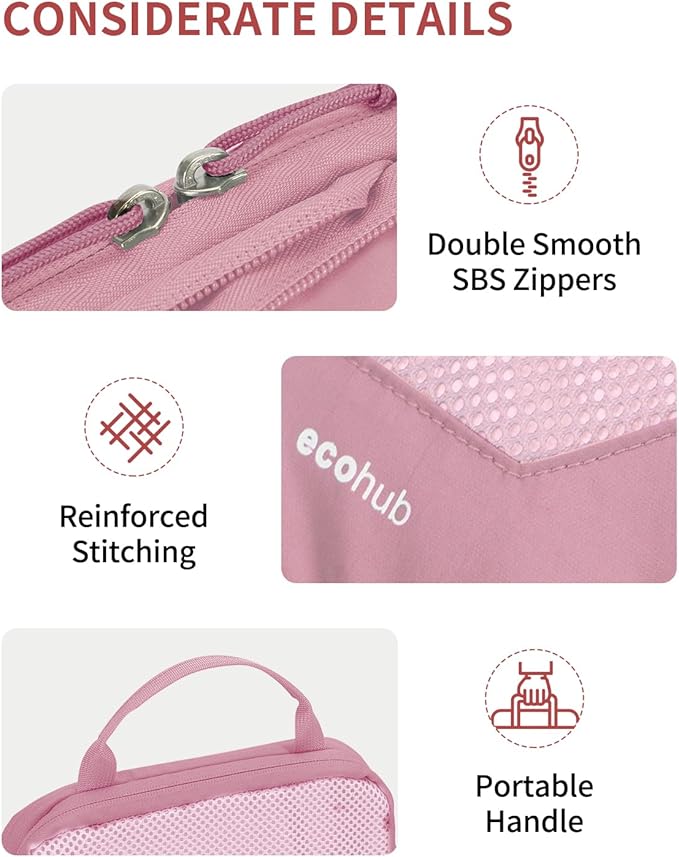 ECOHUB 4 Set /6 Set Packing Cubes for Travel Durable Suitcase Organizer Bags Set with Personalized Tag Various Sizes Travel Essentials Traveling Accessories for Luggage Machine Washable