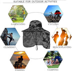 Sun Blocker Hats Outdoor Sun Protection Fishing Cap with Neck Flap Large Brim Outdoor Hat