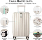Hanke Expandable Hardshell Luggage Sets 3 piece Carry on Luggage with Wheels Suitcases Lightweight Checked Travel Luggage Rolling Large Suitcase Travel Luggage Bag Woman Men 20/24/29 Inch(Ivory White)