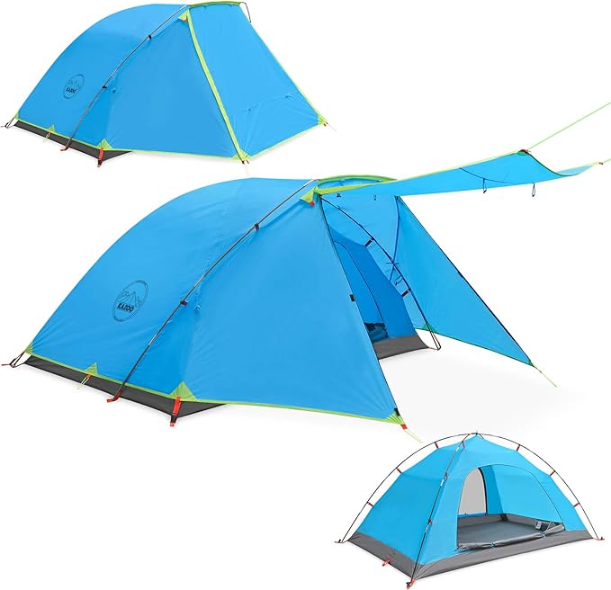 KAZOO 2／4 Person Camping Tent Outdoor Waterproof Family Large Tents 2/4 People Easy Setup Tent with Porch Double Layer