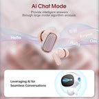 AI Language Translator Earbuds Real Time, 164 Language/6 Translation Modes Translator Earbuds 3-in-1 Translation Headphones, Bluetooth 5.4 Translation Device for Travel Business Learning, Rose Gold