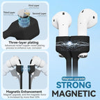 Mooyavia 2 Pack Ultra Strong Magnetic Anti-Lost Straps for AirPods, Soft Silicone Sports Lanyard Neck Rope Cord Compatible with AirPods 4/3/2/1 and AirPod Pro 2/1- Black+Gray