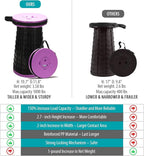 19.7” Heavy Duty Collapsible Stool with Cushion - Portable, Foldable Camping Stool for Adults, Max Capacity 1000lbs (Purple)