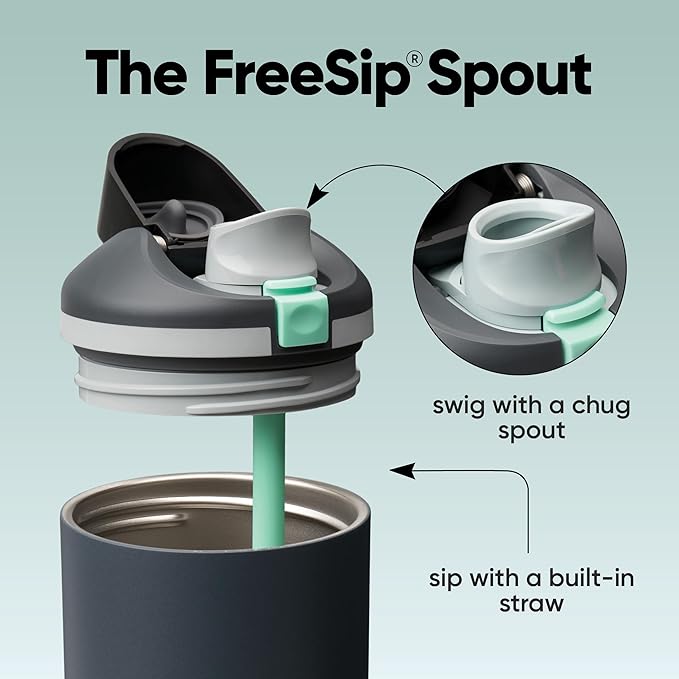 Owala FreeSip Tumbler Insulated Stainless Steel Water Bottle with Built-in Straw and Side Handle, For Travel, Work, School, and Sports, 40oz, BPA Free, Leak Proof, Foggy Tide