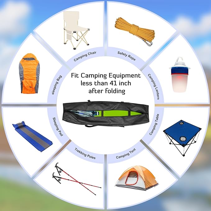 INFANZIA 41inch Sports Duffel Travel Bag, 94L Extra Large Duffel Luggage Bag with Upgrade Zipper, Water Resistant & Foldable Equipment Storage Bag for Camping Tent Tripod Fishing, 2PCS