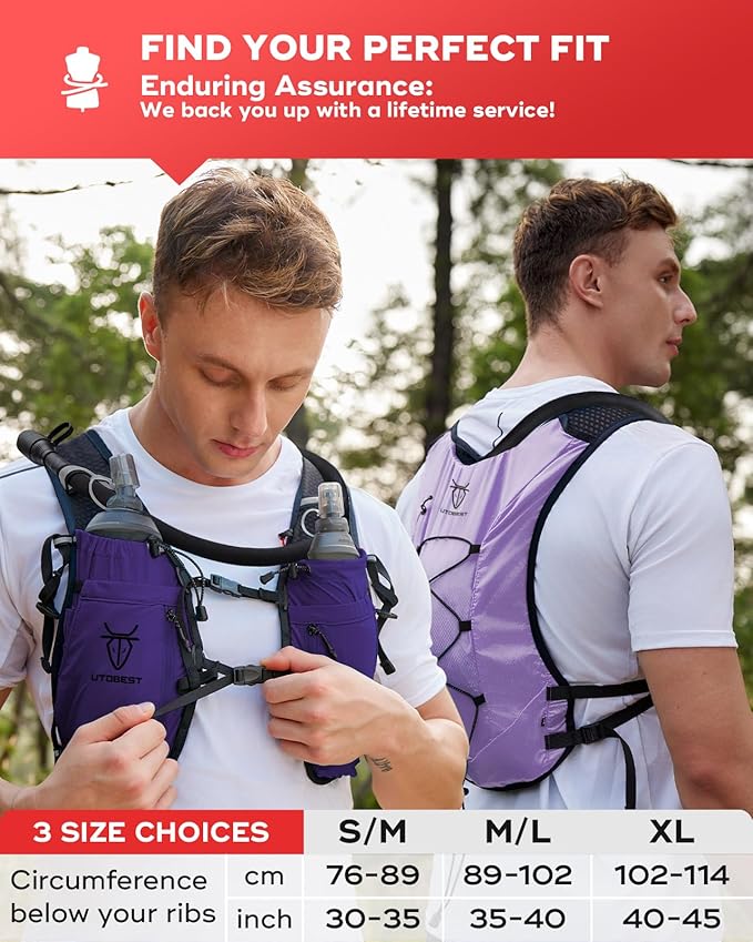 UTOBEST Upgrade Running Hydration Vest 10L, Running Backpack for Women Men Multi-Functional Storage, Adjustable Water Vest for Trail Marathon Race Jogging Cycling