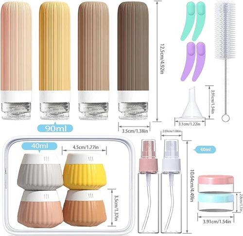 18 Pack Travel Bottles Set, TSA Approved Leak Proof Silicone Squeezable Containers for Toiletries, Refillable Travel Accessories for Conditioner, Shampoo, Lotion & Body Wash Accessories