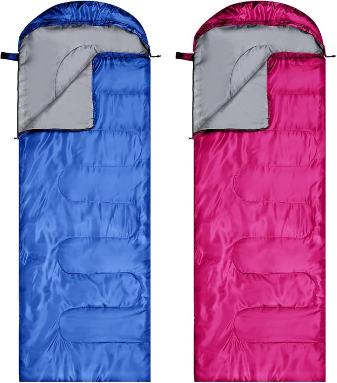 Tudomro 2 Pcs Camping Sleeping Bag for Adults, Lightweight Packable Waterproof Camping Gear Equipment to Keep Warm for Spring Summer Fall Indoor Outdoor Backpacking Hiking Travel