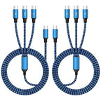 USB C Splitter Cable Multi Charging Cable, Nylon USB C Splitter Cable, Multiple Charger Cord with 3 Type C Compatible with iPhone 16/15 Series, Galaxy S Series with Most Phones and More (2Pack 5FT)