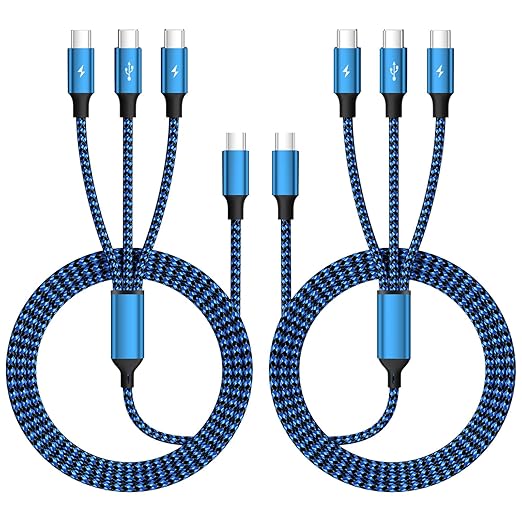 USB C Splitter Cable Multi Charging Cable, Nylon USB C Splitter Cable, Multiple Charger Cord with 3 Type C Compatible with iPhone 16/15 Series, Galaxy S Series with Most Phones and More (2Pack 5FT)