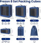 8 Set/6 Set/4 Set Compression Packing Cubes for Travel, Lightweight Vacation Travel Essentials, Travel Accessories for Suitcase Organizer Bags Set, Durable Luggage Organizer
