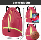Hoedia Sports Drawstring Backpack - String Swim Gym Bag with Shoes Compartment and Wet Proof Pocket for Women/Men (Pink)