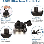 Volhoply Insulated Water Bottles Bulk 4 Pack, 40 oz Stainless Steel Sports Bottle with Paracord Handle & Spout Lid, Double Walled Vacuum Travel Water Cups with Wide for Adults Hiking(Silver,4 Set)