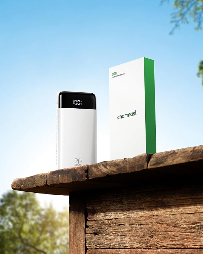 charmast 20000mAh Portable Charger with Built in Cables, 22.5W Travel Power Bank Fast Charging, USB C Cell Phone Battery Pack for iPhone 16/15/14/13/12/11 Series, iPad, Samsung, Android, Tablet