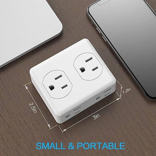 Outlet Extender, HICITY Multi Plug Outlet with 6 Electrical Outlets Adapter, 3-Prong Wall Outlet Tap for Cruise Ship Home Office Dorm, White (3 Pack)