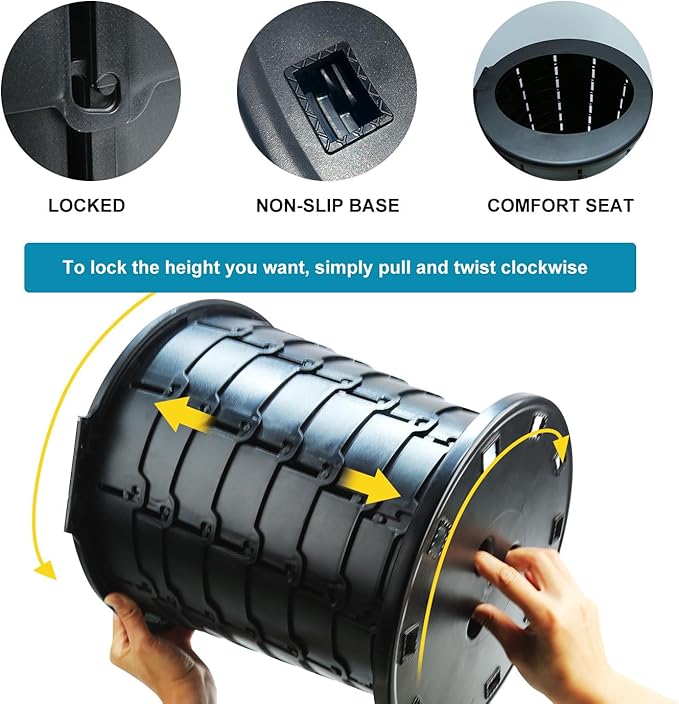 Upgrade XL Retractable Portable Toilet for Adults, Extra Large Portable Travel Floding Toilet, Camping Tall Toilets with Lid for Adults and Kids Compact Potty for Car,Hiking,Beach