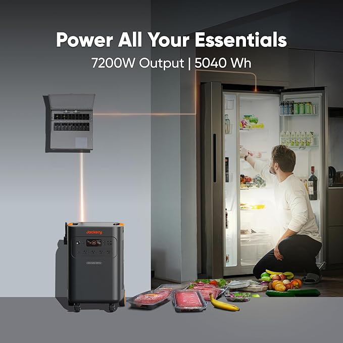 Jackery Solar Generator 5000 Plus Portable Power Station with 500W Solar Panels and Manual Transfer Switch, 5040Wh Power Station, 7200W AC Output Solar Generator for Home Use, Emergency Backup