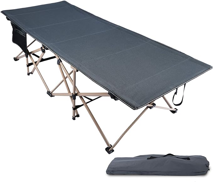 REDCAMP Oversized Camping Cots for Adults 500lbs, 33.5'' Extra Wide Tall Sleeping Cots Heavy Duty, XL Cots Portable for Outdoor Indoor Office, Dark Grey