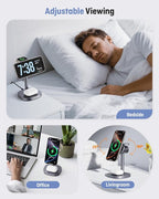 2026 New Magnetic Wireless Charger Stand with TEC Active Cooling, 15W Qi2-Certified 3 in 1 Charging Station for Apple Charger Stand, Wireless Charger for iPhone17/16/15/14/13/12, Apple Watch, AirPods