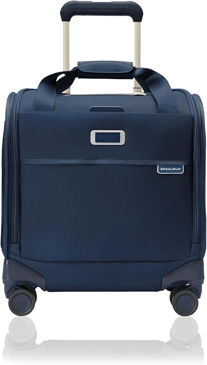Briggs & Riley Cabin Spinner - Carry On Luggage for Travel, Suitcases with Wheels, Softside Rolling Bag for Men & Women, Fits Under Plane Seat, Interlocking Handle - Baseline Collection, Navy