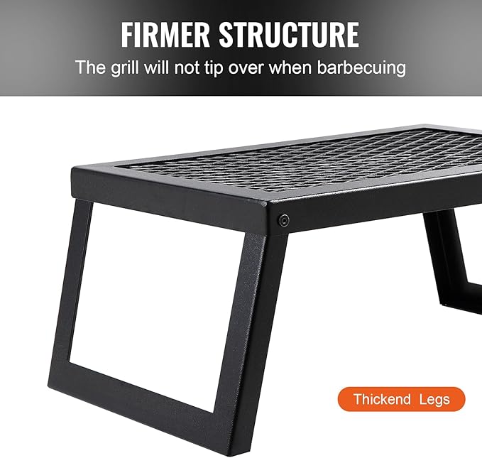 VEVOR Folding Campfire Grill, 18" Portable Camping Grates Over Fire Pit, Heavy Duty Steel Mesh Grate, Camp Fire Cooking Equipment with Legs Carrying Bag, Grilling Rack for Outdoor Open Flame Cooking