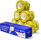 RISEN Cohesive Bandage 2” x 5 Yards, 6 Rolls, Self Adherent Wrap Medical Tape, Adhesive Flexible Breathable First Aid Gauze Ideal for Stretch Athletic