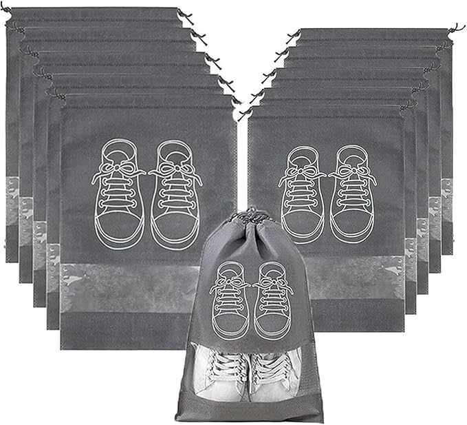 Shoe Bags for Travel, 10 Pcs Travel Shoe Bag Travel Bags Covers for Traveling Packing, Travel Shoe Bags for Storage for Packing in Suitcase (Large, Medium)