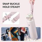 Enerbone 32 oz Insulated Water Bottle, Stainless Steel Bottle with Carrying Strap, Double-Wall Vacuum Insulation Design, Leakproof Sports Bottle with Straw, Keep Drinks Cold or Hot for Hours