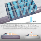 Queen Air Mattress wit with 1300mAh Battery Powered Pump,18"Raised Super soft and comfortable Dutch velvet fabric750lbs Support Portable Inflatable Mattress,Air Bed for Camping, Home and Guest-Purple