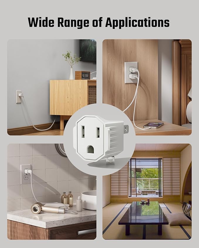 2 Prong to 3 Prong Outlet Adapter, SUPERDANNY ETL Listed 3-2 Prong Adapter, Fire-Retardant (392℉) PBT Material, Heavy Duty Wall Plug Adapter for Old Homes, Travel to Japan (Ivory White (2-Pack))