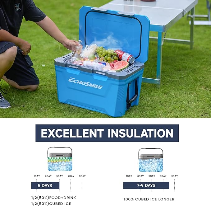 EchoSmile Ultra-Light Hard Cooler 35L/37qt, Outdoor Insulated Ice Chest Box