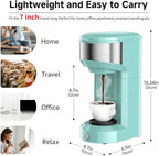 Single Serve Coffee Maker, 2 in 1 Brewer for K Pod & Ground Coffee, 90s Rapid Brew 6 to 14oz Capacities with Auto Shut Off, Small Compact Design for Home Office Travel Camping(Green)