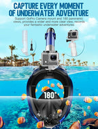 Zenoplige Full Face Snorkel Mask Adults,Dry-Top Snorkeling Gear with Camera Mount,Foldable 180-Degree Panoramic Scuba Mask for Snorkeling Diving Swimming Travel,Snorkel Mask Anti-Fog & Anti-Leak