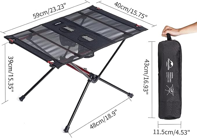 Naturehike Ultralight Folding Table Outdoor Camping Portable Outdoor Tea Aluminum Alloy Table for Picnic, Camp, Beach (Dark)