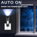 4 in 1 Emergency Lights for Home Power Failure, 6 Pcs Rechargeable LED Flashlight Plug in Wall, Automatic Turn-On Power Outage Night Light Flashlight for Hurricane Preparedness Items, Black