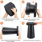 Portable Collapsible Stool Set - Heavy Duty Square Collapsible Stool + Thick Seat Cushion - 550lbs Load Capacity for Camping Picnic Gardening Travel (Black/Black)