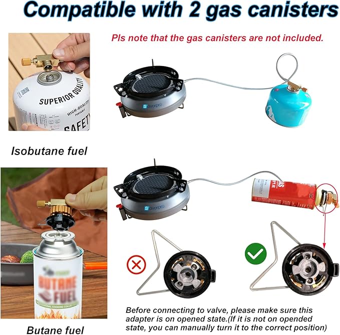 Portable Camping Stove Infrared Windproof, Backpacking Stove13400 BTU Single Butane Burner for Outdoor Hiking with Piezo Ignition